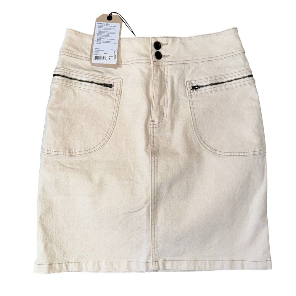 NWT Prana Broadway Skirt Stretch Denim Natural Zip Pockets Size 6 - Picture 3 of 9